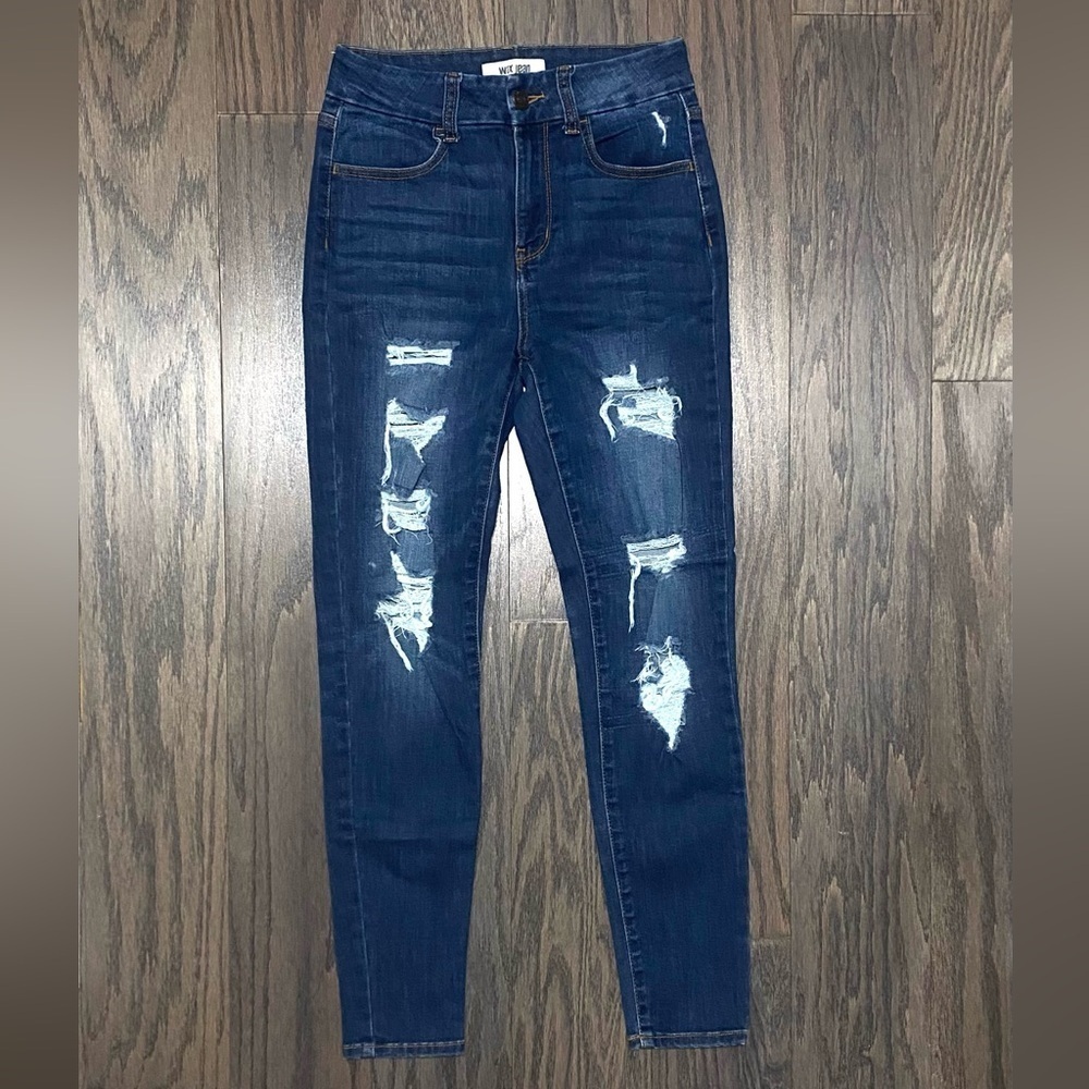 Wax Jean Women's Skinny Jeans in Deep Blue - Picture 4 of 11